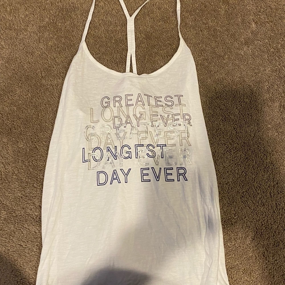 NWT Aerie white graphic strappy Tank Top size M